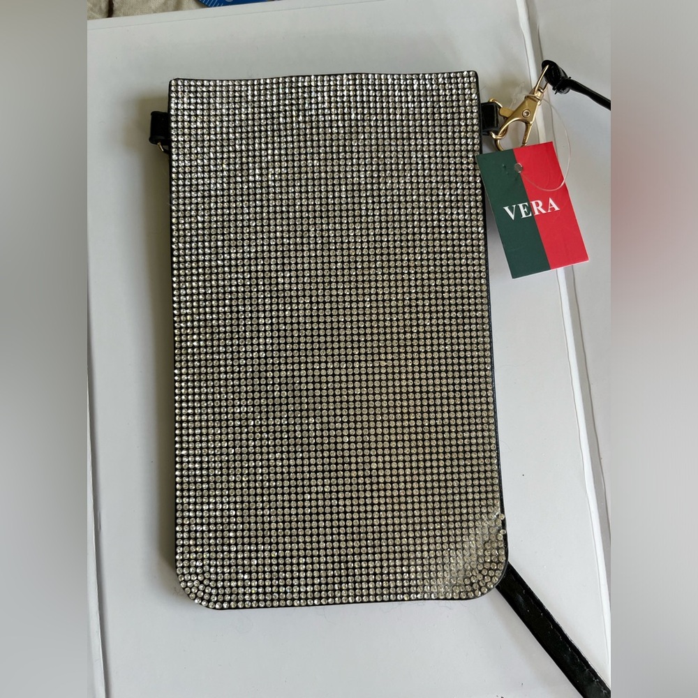 NWT Crystal Studded Crossbody ID or Passport Holder w Clear Crystals